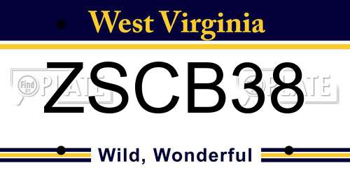 ZSCB38 West Virginia License Plate