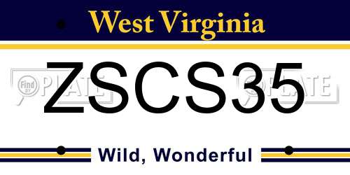 ZSCS35 West Virginia License Plate