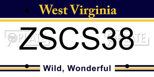 ZSCS38 West Virginia License Plate