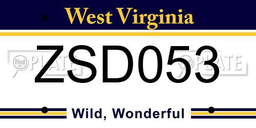 ZSD053 West Virginia License Plate