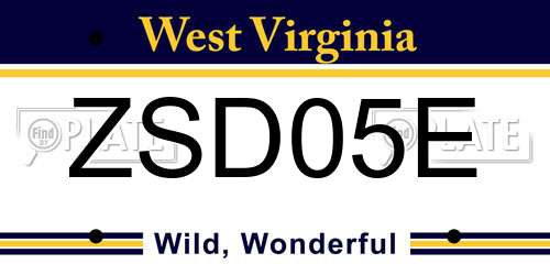 ZSD05E West Virginia License Plate