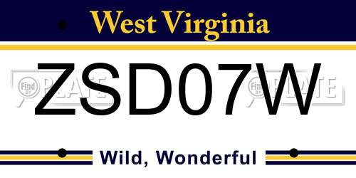 ZSD07W West Virginia License Plate