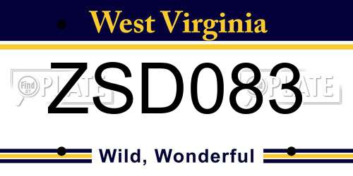 ZSD083 West Virginia License Plate