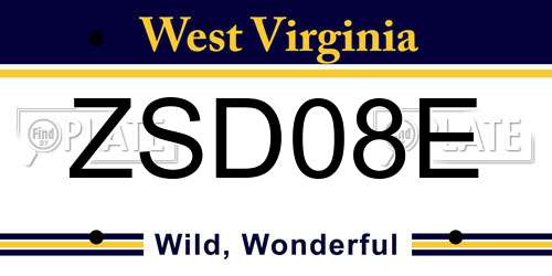 ZSD08E West Virginia License Plate