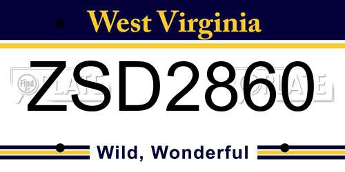 ZSD2860 West Virginia License Plate