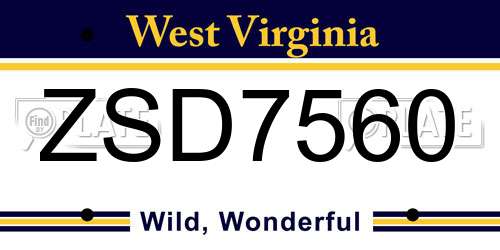 ZSD7560 West Virginia License Plate