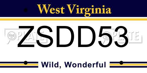 ZSDD53 West Virginia License Plate