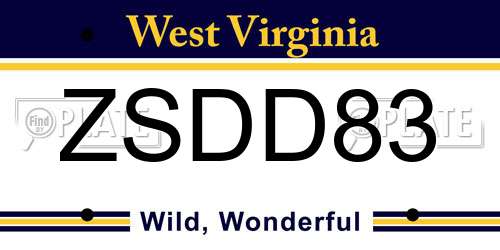 ZSDD83 West Virginia License Plate