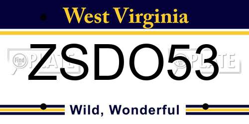 ZSDO53 West Virginia License Plate