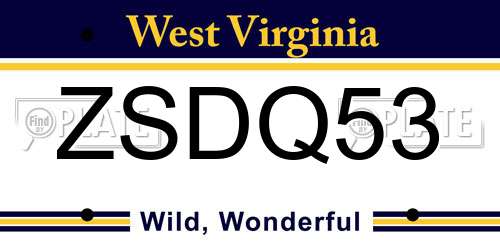 ZSDQ53 West Virginia License Plate