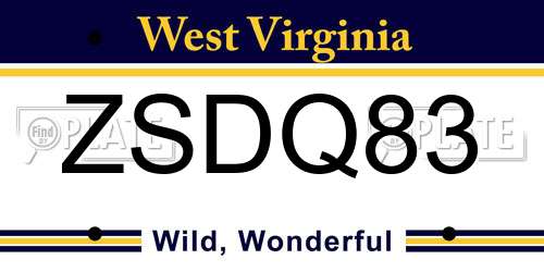 ZSDQ83 West Virginia License Plate