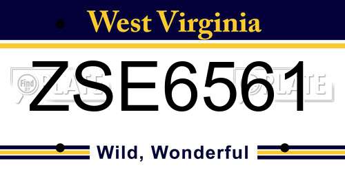 ZSE6561 West Virginia License Plate