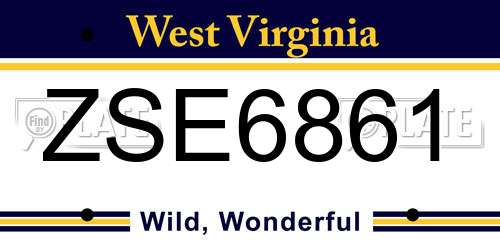 ZSE6861 West Virginia License Plate