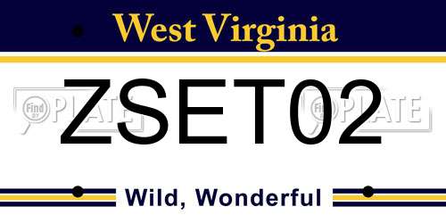 ZSET02 West Virginia License Plate