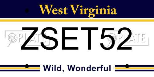 ZSET52 West Virginia License Plate