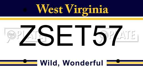 ZSET57 West Virginia License Plate
