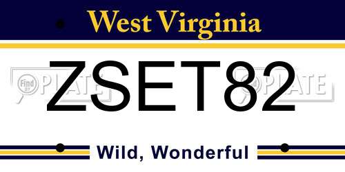 ZSET82 West Virginia License Plate