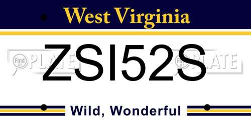 ZSI52S West Virginia License Plate