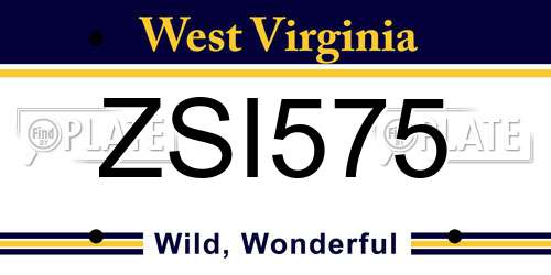 ZSI575 West Virginia License Plate