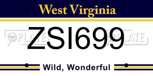 ZSI699 West Virginia License Plate