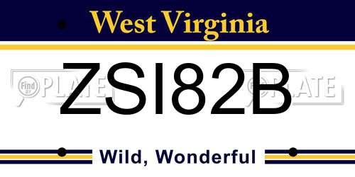 ZSI82B West Virginia License Plate