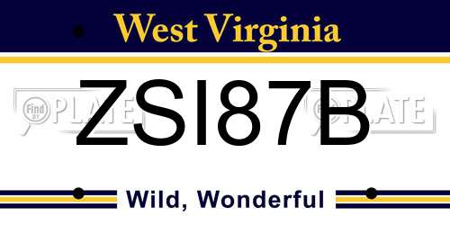 ZSI87B West Virginia License Plate