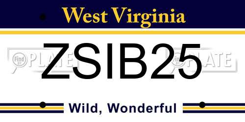 ZSIB25 West Virginia License Plate
