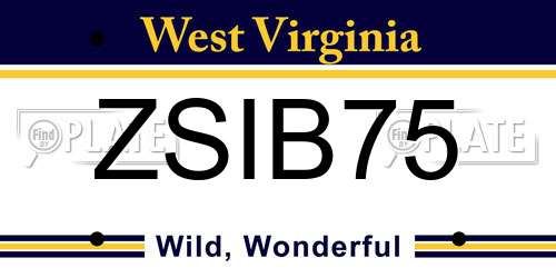 ZSIB75 West Virginia License Plate