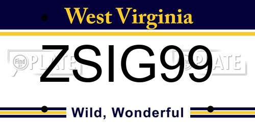 ZSIG99 West Virginia License Plate