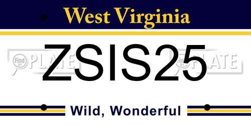 ZSIS25 West Virginia License Plate