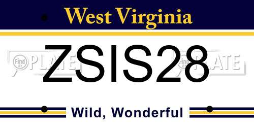 ZSIS28 West Virginia License Plate