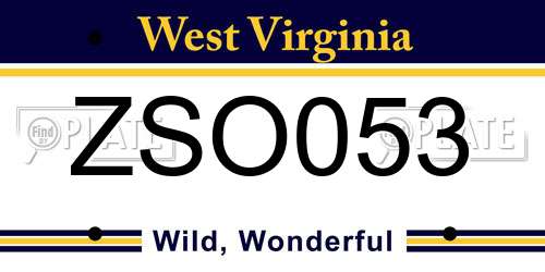 ZSO053 West Virginia License Plate