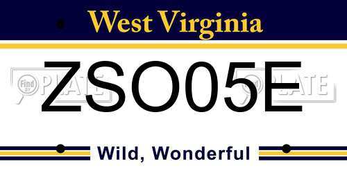 ZSO05E West Virginia License Plate