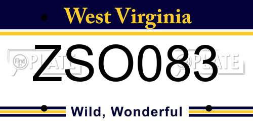 ZSO083 West Virginia License Plate
