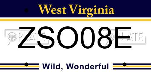 ZSO08E West Virginia License Plate