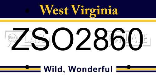 ZSO2860 West Virginia License Plate