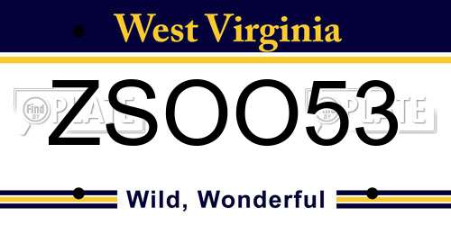 ZSOO53 West Virginia License Plate
