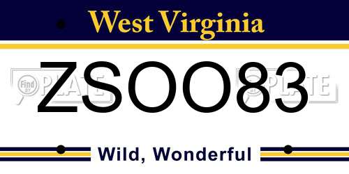 ZSOO83 West Virginia License Plate