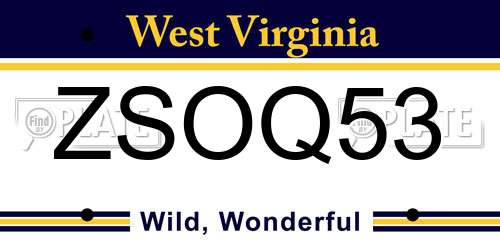 ZSOQ53 West Virginia License Plate