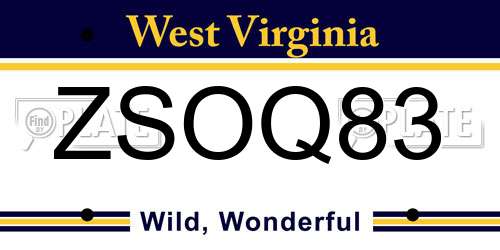 ZSOQ83 West Virginia License Plate