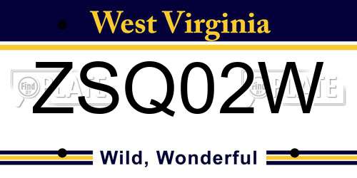 ZSQ02W West Virginia License Plate