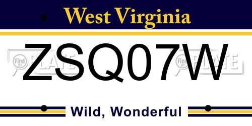 ZSQ07W West Virginia License Plate