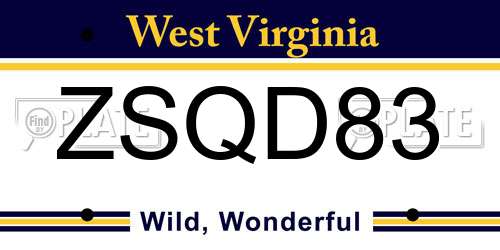 ZSQD83 West Virginia License Plate