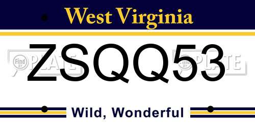 ZSQQ53 West Virginia License Plate