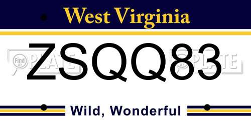 ZSQQ83 West Virginia License Plate