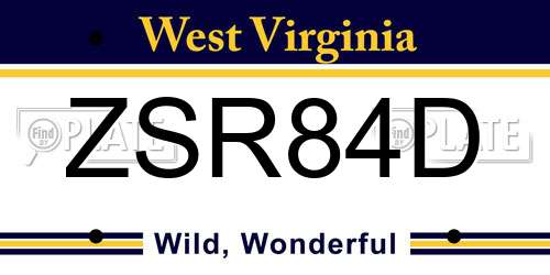 ZSR84D West Virginia License Plate