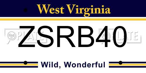 ZSRB40 West Virginia License Plate