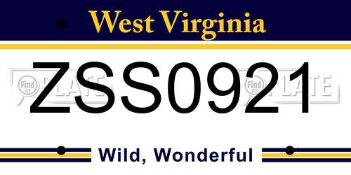 ZSS0921 West Virginia License Plate