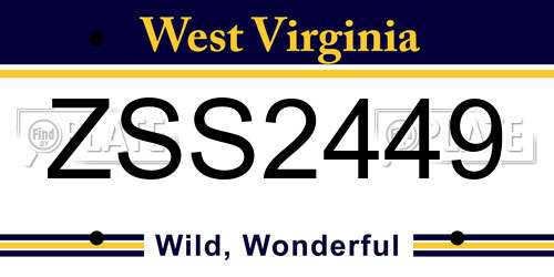 ZSS2449 West Virginia License Plate