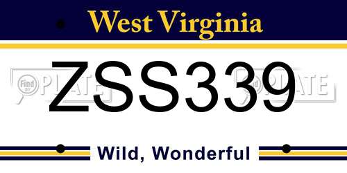 ZSS339 West Virginia License Plate